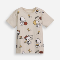 Camiseta infantil de algodão snoopy bege