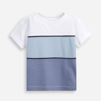 Camiseta infantil de algodão mangas curtas listrada azul