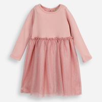 Vestido infantil saia tule poá rosa