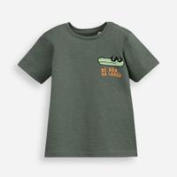 Camiseta infantil de algodão jacaré verde