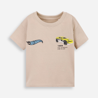 Camiseta infantil hot wheels bege