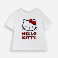 Blusa infantil de algodão com paetês hello kitty off white
