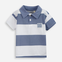 Polo infantil com algodão listrada azul