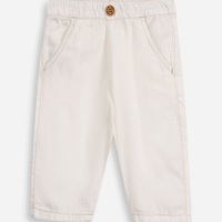 Calça infantil de sarja cós elástico off white
