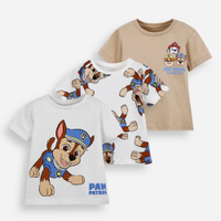 Kit de 3 camisetas infantil de algodão patrulha canina colorido