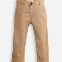 Calça slim infantil de sarja com bolso chino bege