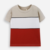 Camiseta infantil de algodão mangas curtas listrada vermelha