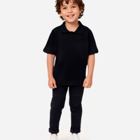 Polo de algodão infantil manga curta dinossauro azul