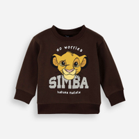 Blusão infantil de moletom simba o rei leão marrom
