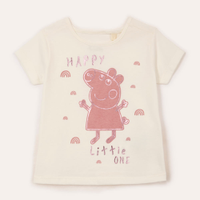 Camiseta de algodão infantil peppa pig off white
