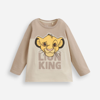 Camiseta infantil de algodão manga longa simba - bege claro