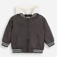 Jaqueta bomber infantil com capuz cinza