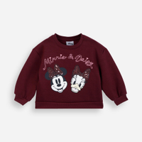 Blusão infantil de moletom minnie e margarida vinho