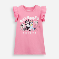 Camiseta infantil de algodão bluey e melhores amigos rosa