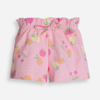Short curto infantil de algodão frutinha texturizado rosa