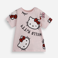 Camiseta infantil de algodão hello kitty rosa