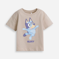 Camiseta infantil de algodão manga curta bluey bege