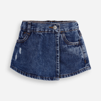 Short saia infantil jeans transpassado azul