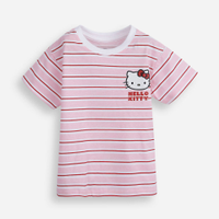 Camiseta infantil de algodão hello kitty listrada rosa
