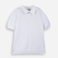 Polo infantil de tricô com mangas curtas off white