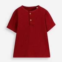 Camiseta infantil com botões texturizada vermelha