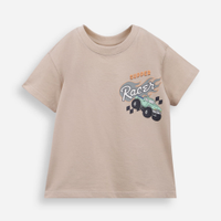 Camiseta infantil de algodão estampada bege