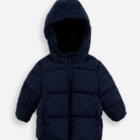 Jaqueta puffer infantil com capuz azul