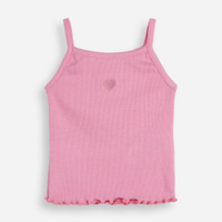 Blusa de algodão infantil alça fina coração rosa