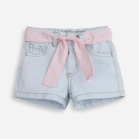 Short infantil jeans com faixa listrada azul