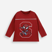 Camiseta infantil de algodão manga longa homem aranha vermelha