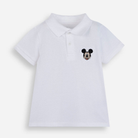 Polo infantil de algodão com bordado mickey off white