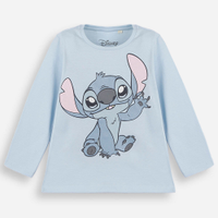 Blusa infantil de algodão manga longa stitch azul