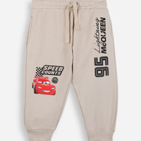 Calça infantil de moletom carros bege
