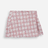 Short saia infantil de tweed texturizado com lurex rosa
