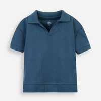 Polo infantil manga curta texturizada azul