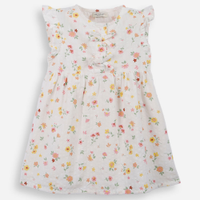 Vestido infantil de algodão com laços floral colorido