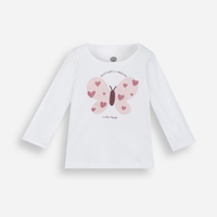 Blusa infantil de algodão manga longa borboleta off white