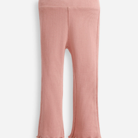 Calça flare infantil com fru fru rosa