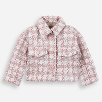 Casaco infantil de tweed com corações e lurex rosa