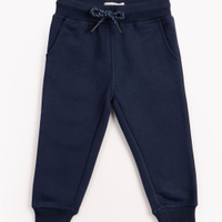 Calça de moletom infantil com cordão azul marinho