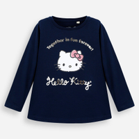 Blusa infantil de algodão manga longa hello kitty azul