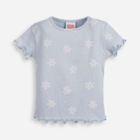 Blusa infantil canelada margaridas azul