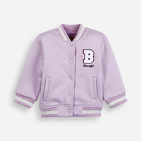 Jaqueta bomber college infantil de moletom com bordado rosa