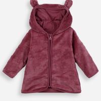 Jaqueta infantil com capuz textura flor vinho