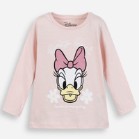 Blusa infantil de algodão manga longa margarida rosa