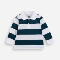 Polo infantil de algodão manga longa listrada verde