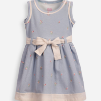 Vestido infantil de algodão floral azul