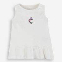 Regata infantil de algodão com babado floral off white