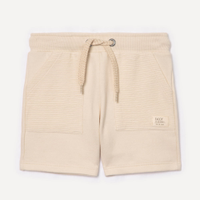 Short de moletom infantil com cordão bege