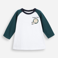 Camiseta raglan infantil de algodão manga longa off white